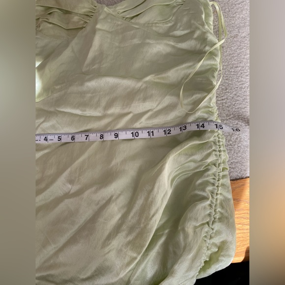 Zara Lime green Satin ruched dress size L - Picture 13 of 13